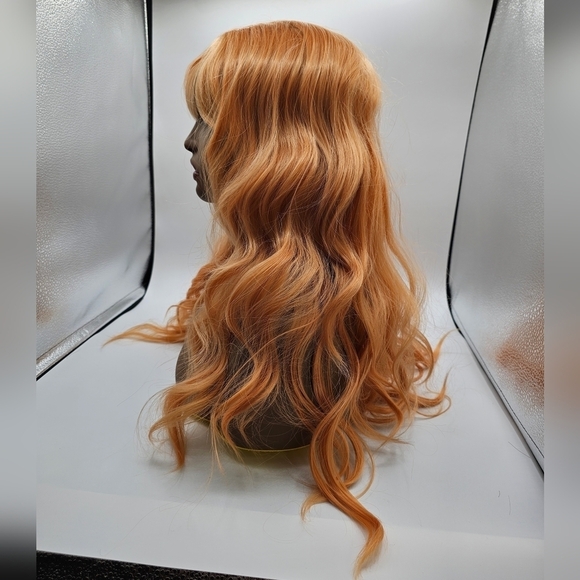 Uniwigs Creamsicle Dream Soft Peach Long Wavy w/ Bangs Synthetic Wig - Picture 4 of 8